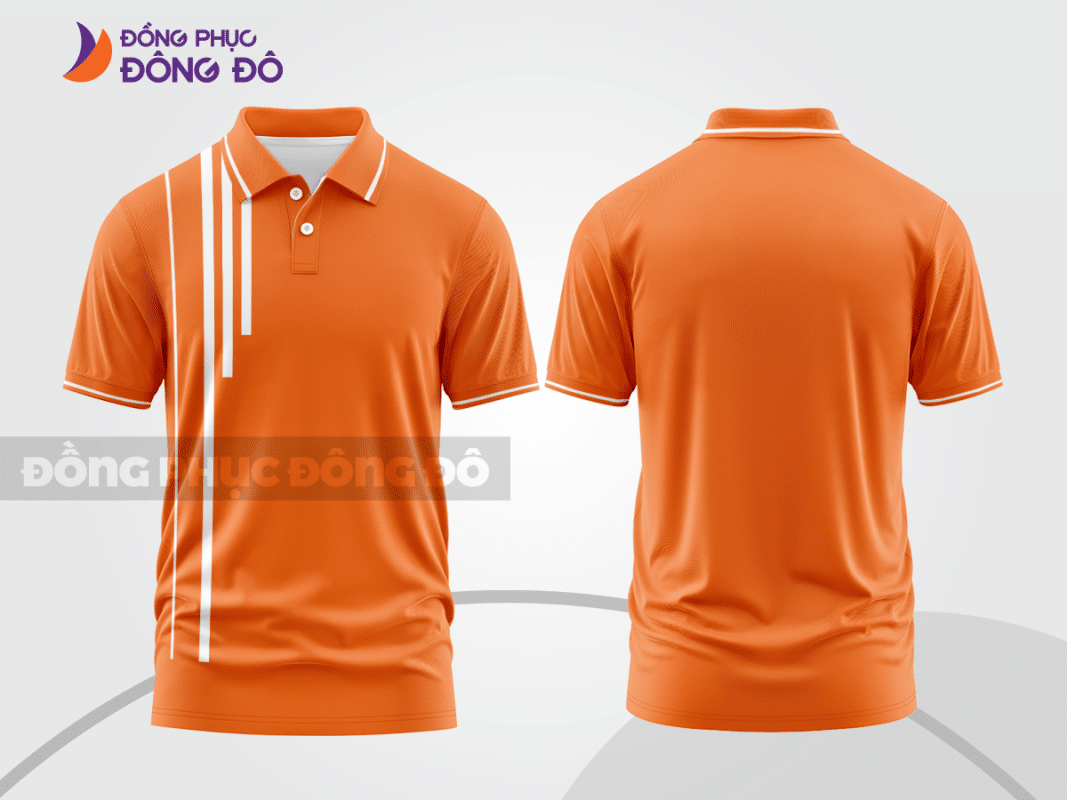 Áo polo đồng phục công ty màu cam sọc trắng ctpb467