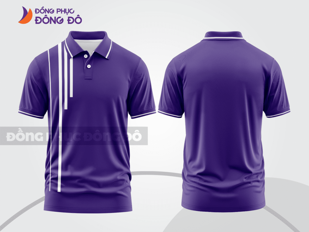 Áo polo đồng phục công ty màu tím sọc trắng ctpb473