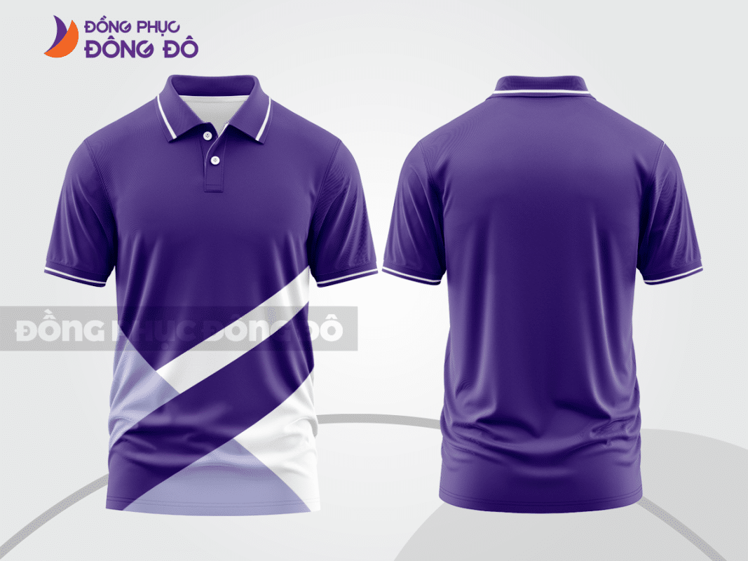 Áo polo đồng phục công ty màu tím ctpb487 phối trắng
