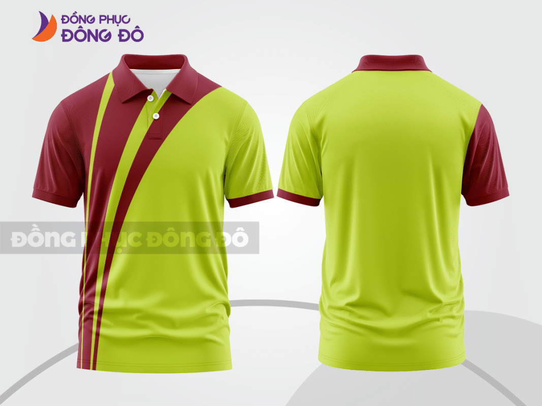 Áo polo đồng phục công ty vàng chanh phối đỏ đô ctpb511