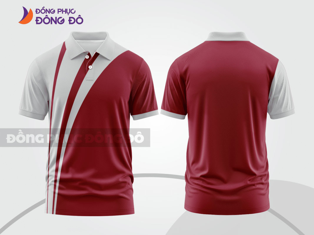 Áo polo đồng phục công ty màu đỏ đô phối trắng xám CTPB514