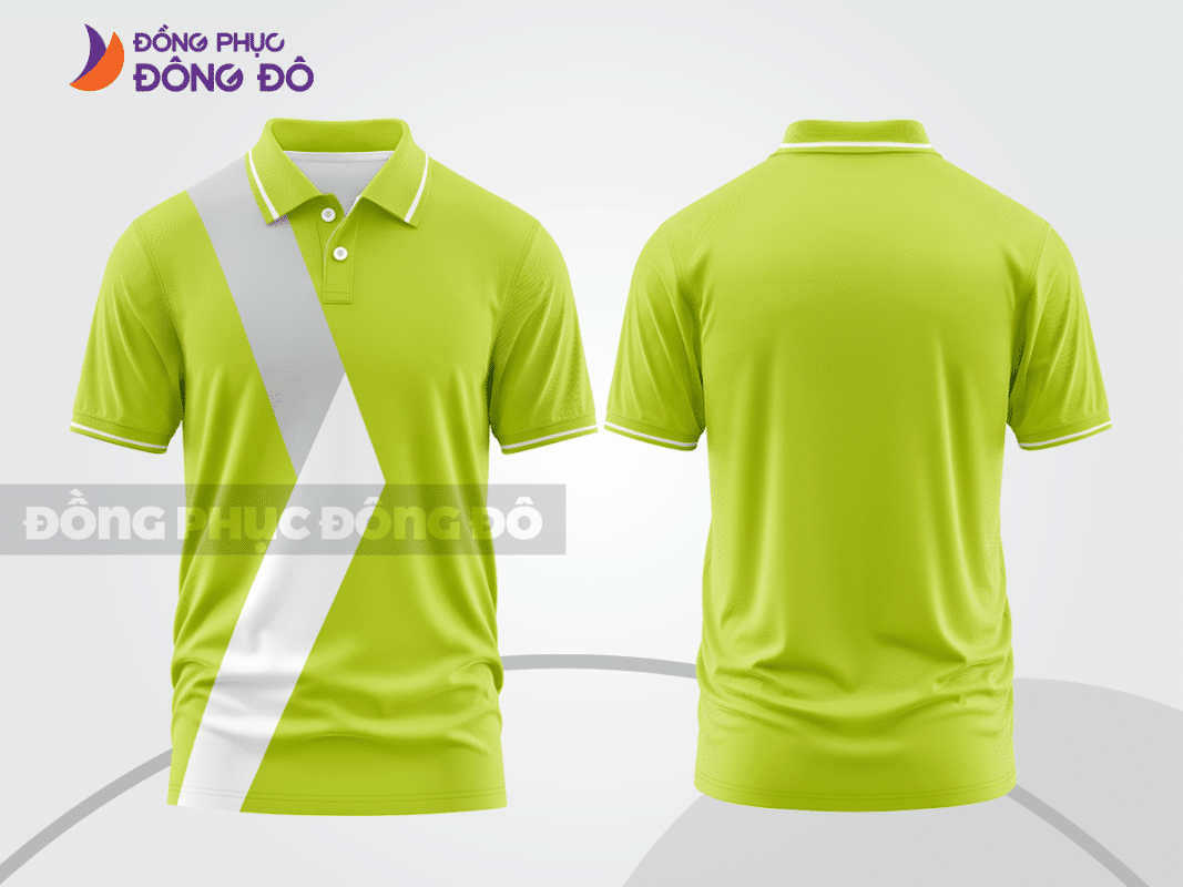 Áo polo đồng phục công ty xanh nõn chuối phối trắng ctpb529