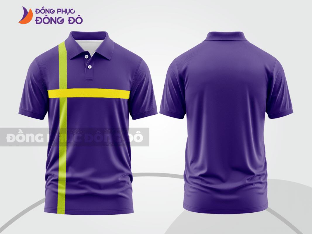 Áo polo đồng phục công ty màu tím phối vàng ctpb53