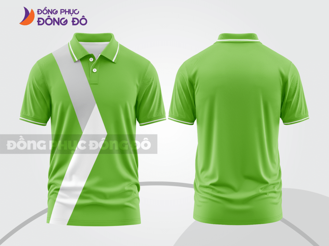 Áo polo đồng phục công ty xanh lá mạ phối trắng ctpb530