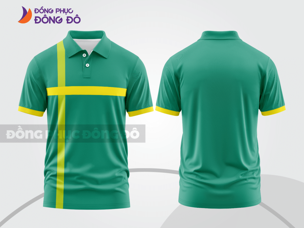 Áo polo đồng phục công ty xanh ngọc phối vàng ctpb54