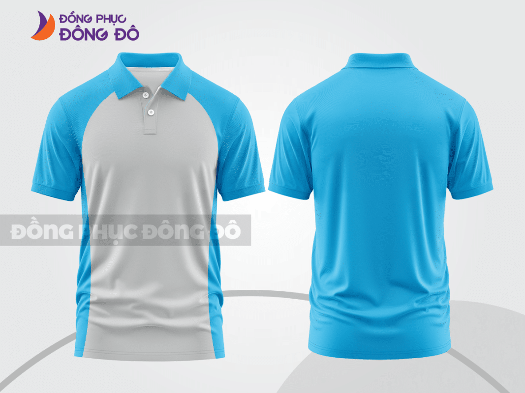 Áo polo đồng phục công ty xanh da trời phối ghi ctpb545
