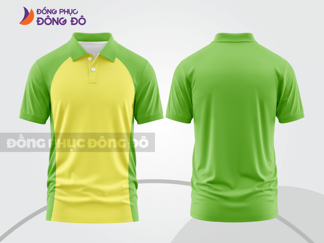 Áo polo đồng phục công ty xanh lá mạ phối vàng ctpb547