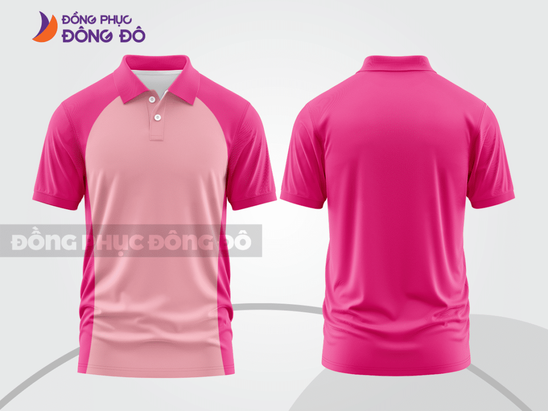 Áo polo đồng phục công ty màu hồng đậm phối hồng nhạt ctpb550