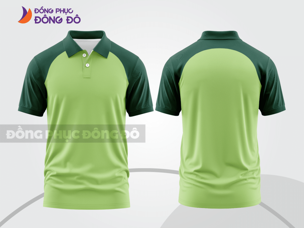 Áo polo đồng phục công ty xanh nõn chuối phối xanh đậm ctpb577