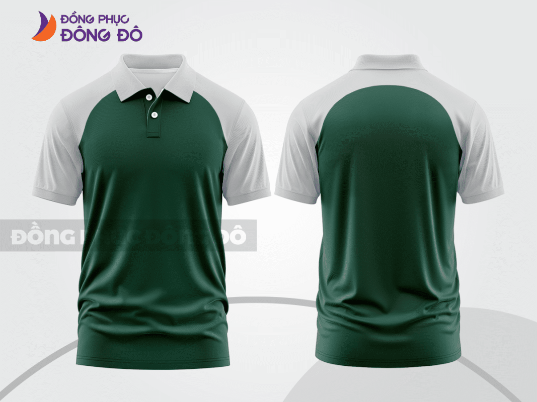 Áo polo đồng phục công ty màu xanh rêu phối trắng ctpb584