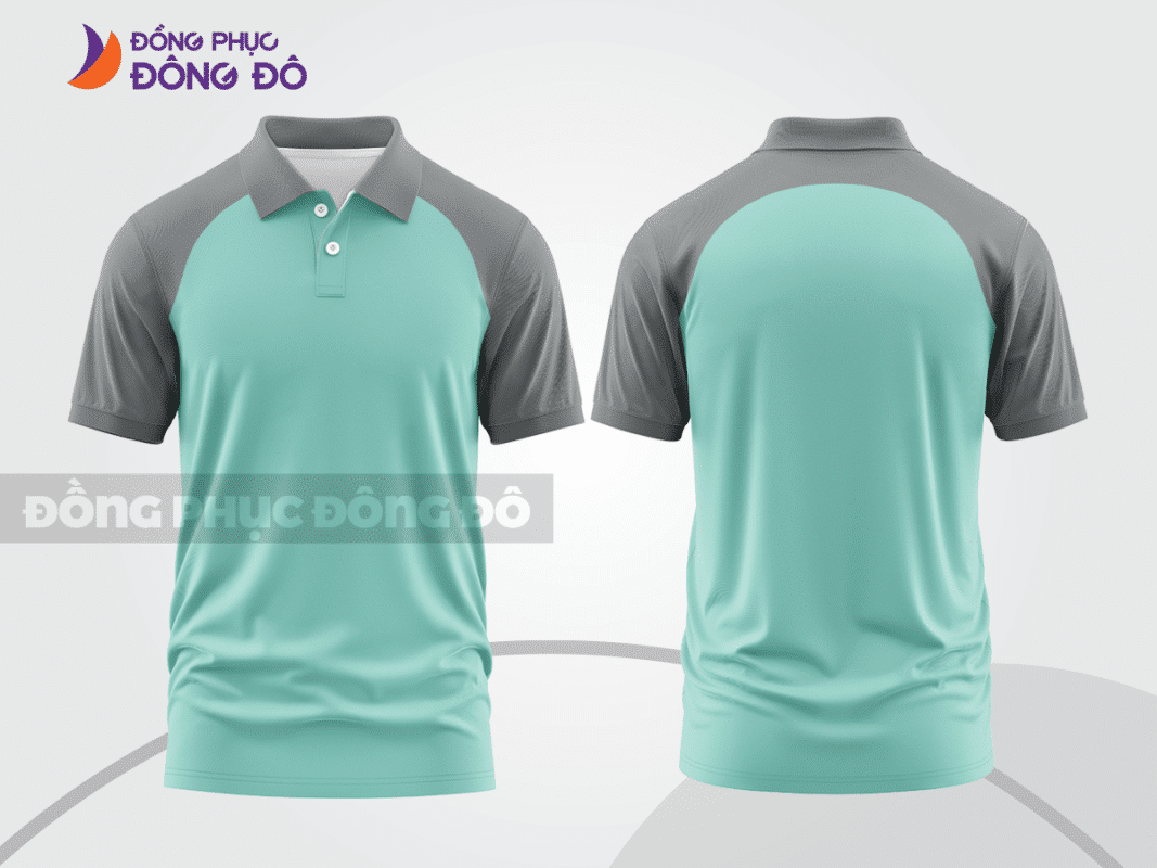 Áo polo basic đồng phục công ty màu xanh ngọc phối xám CTPB585