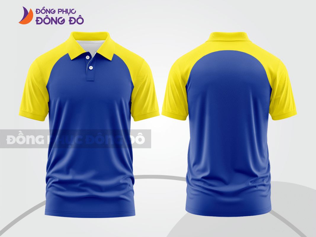 Áo polo đồng phục công ty xanh dương phối vàng ctpb589