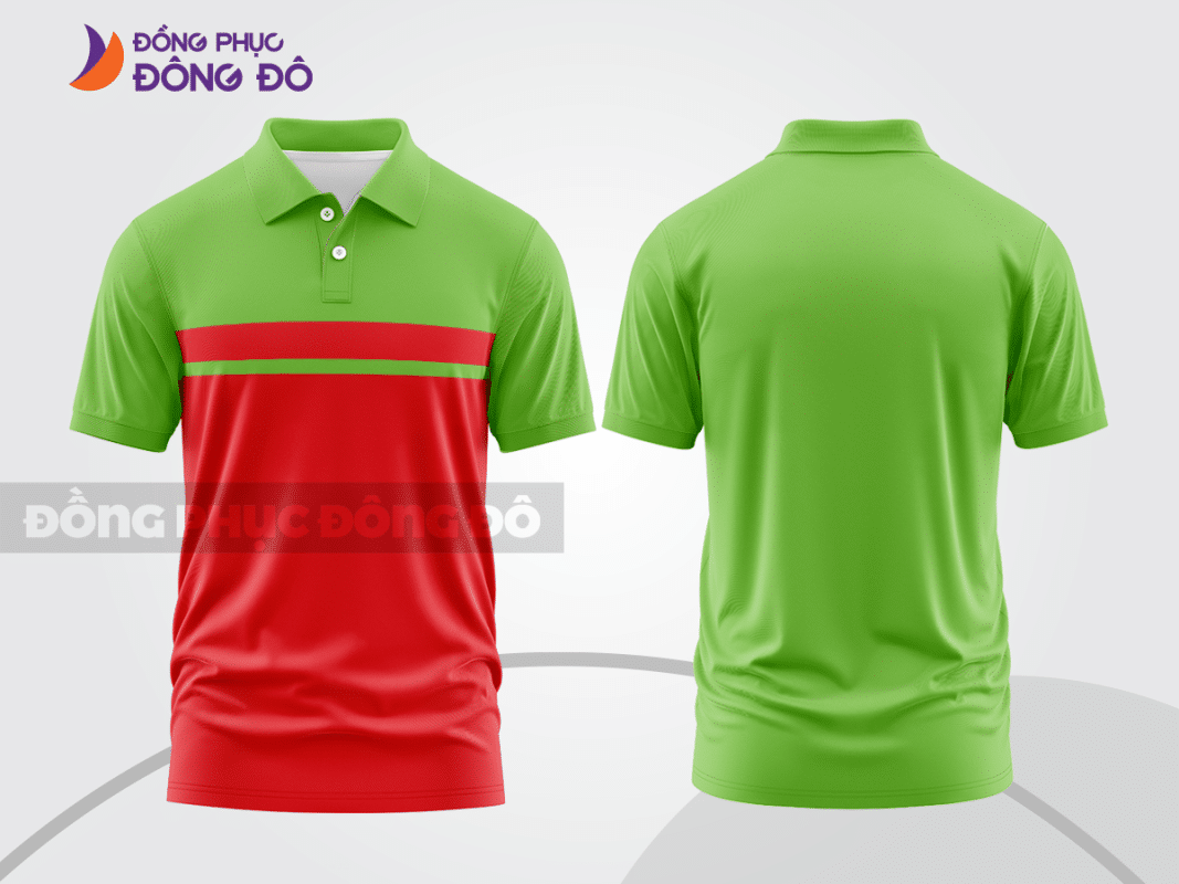Áo polo đồng phục công ty xanh lá mạ phối đỏ ctpb6