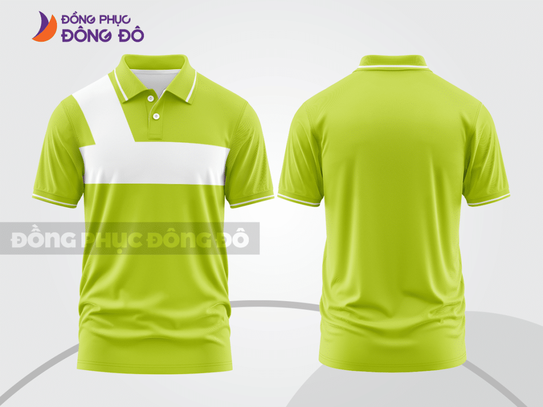 Áo polo đồng phục công ty xanh nõn chuối phối trắng ctpb629