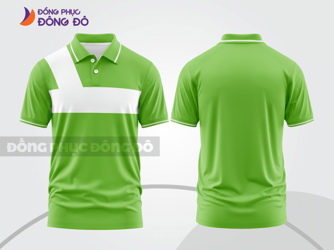 Áo polo đồng phục công ty xanh lá mạ phối trắng ctpb630