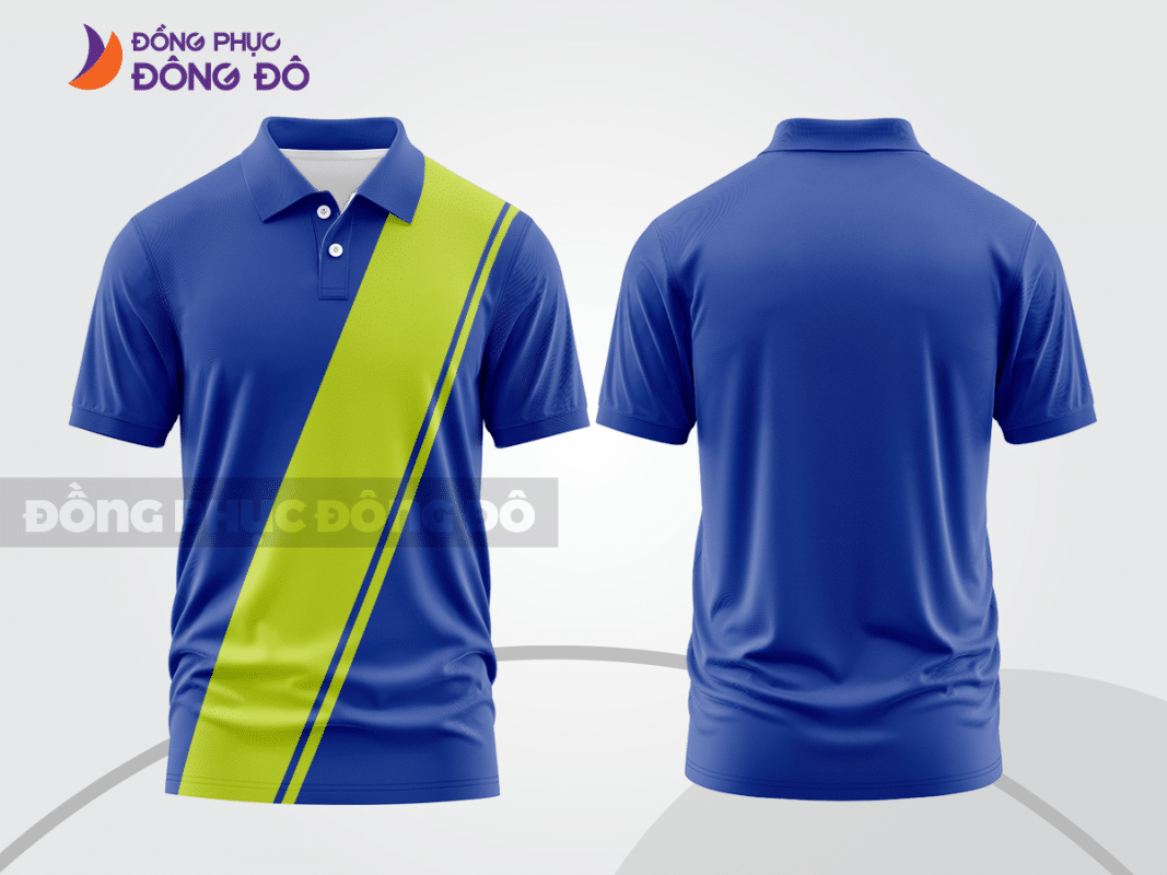 Áo polo đồng phục công ty xanh nước biển phối xanh chuối CTPB660