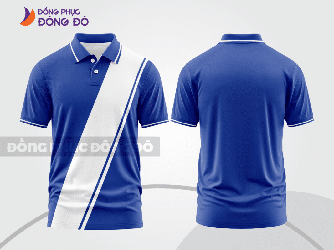 Áo polo đồng phục công ty màu xanh dương phối trắng ctpb683
