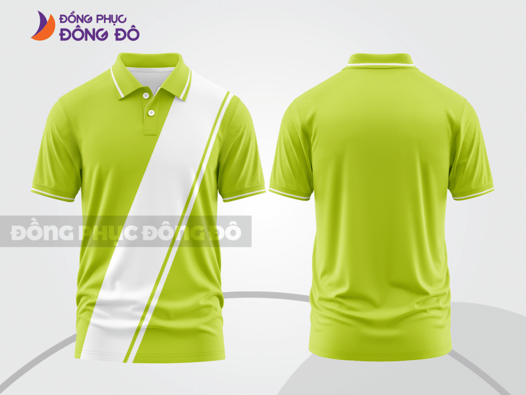 Áo polo đồng phục công ty xanh nõn chuối phối trắng ctpb684