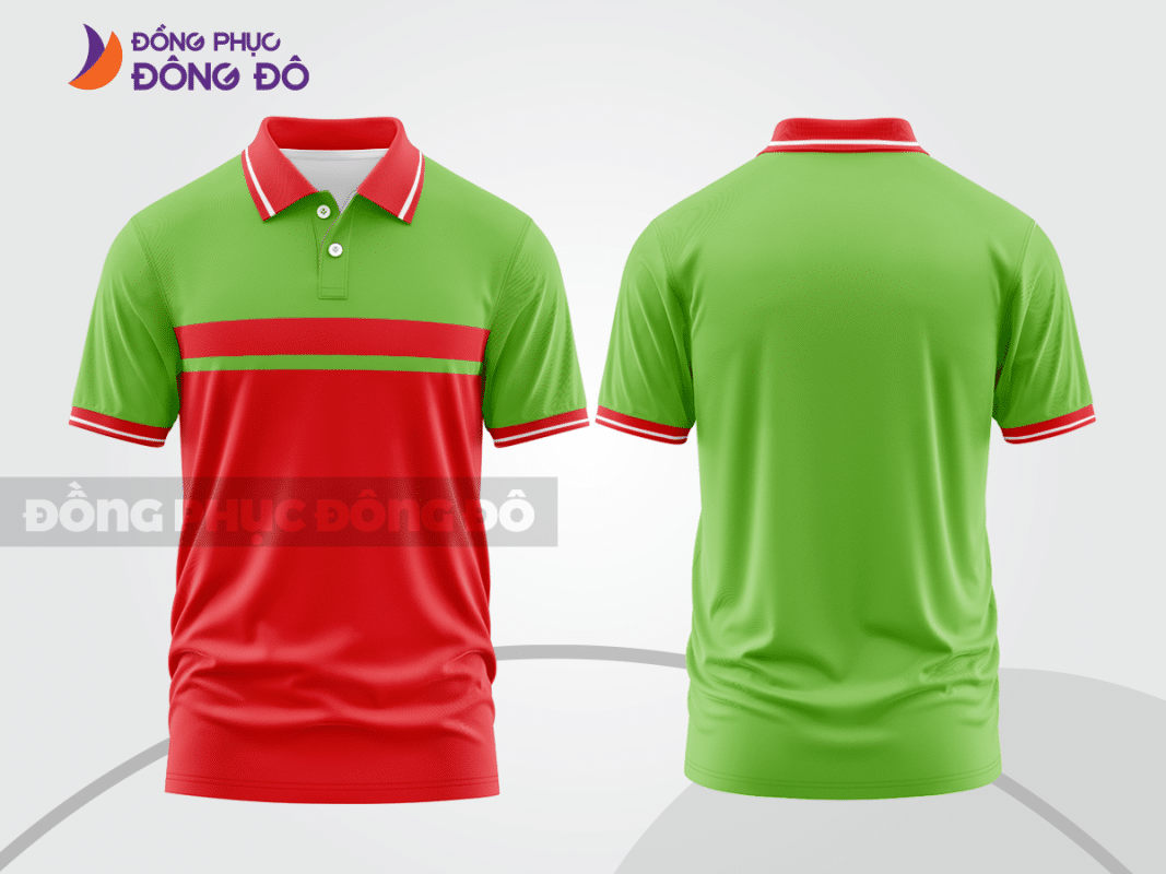 Áo polo đồng phục công ty xanh lá phối đỏ ctpb7