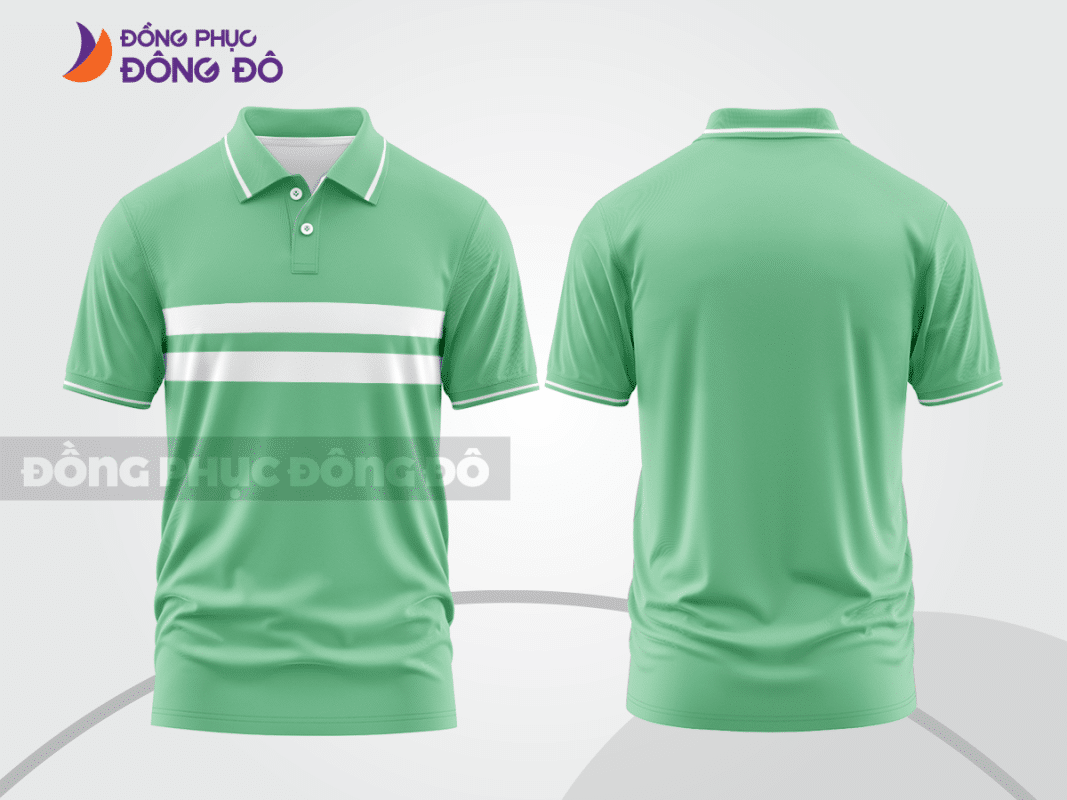 Áo polo đồng phục công ty xanh ngọc phối sọc trắng CTPB74