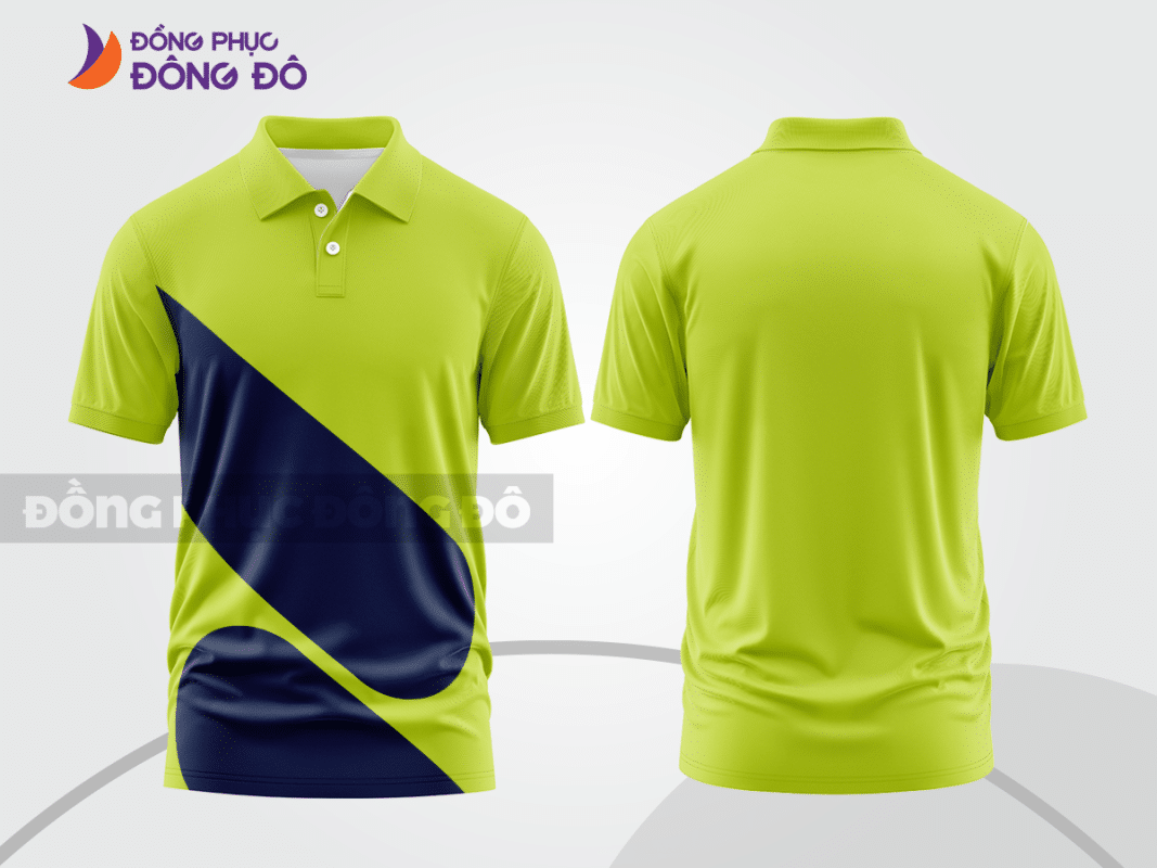Áo polo đồng phục công ty xanh nõn chuối phối xanh navy ctpb776