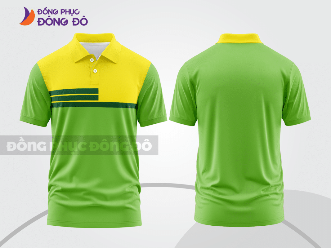 Áo polo đồng phục công ty xanh cốm phối vàng CTPB78