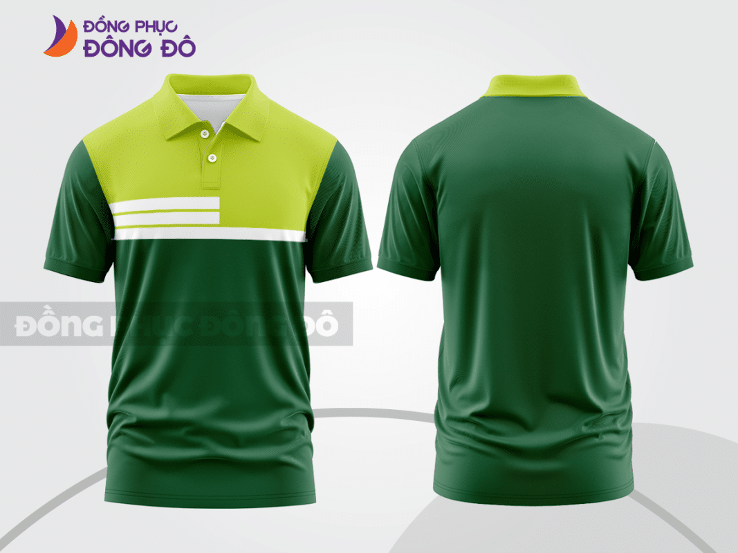 Áo polo đồng phục công ty màu xanh rêu phối xanh chuối ctpb82