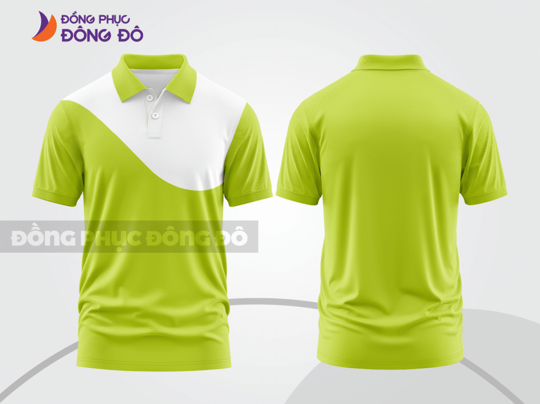 Áo polo đồng phục công ty xanh nõn chuối phối trắng ctpb855
