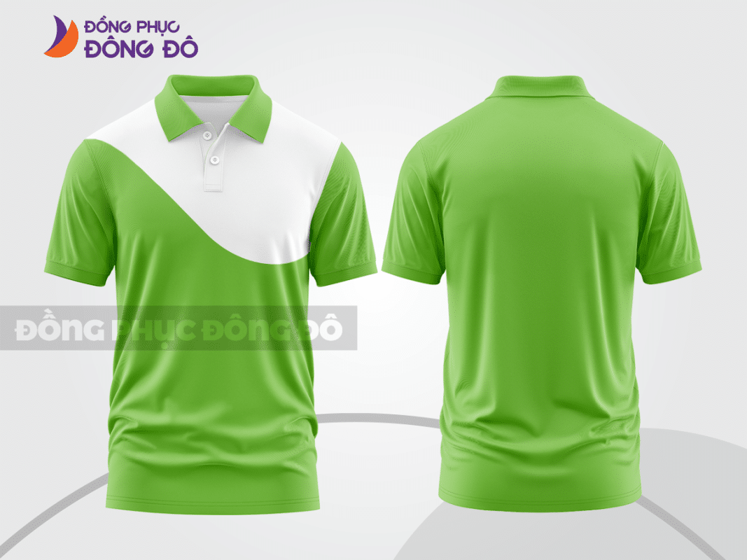 Áo polo đồng phục công ty xanh lá mạ phối trắng ctpb856