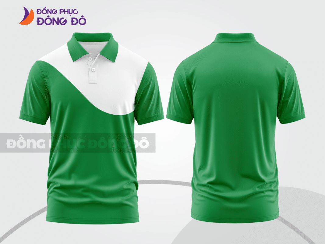 Áo polo đồng phục công ty xanh lá phối trắng ctpb857