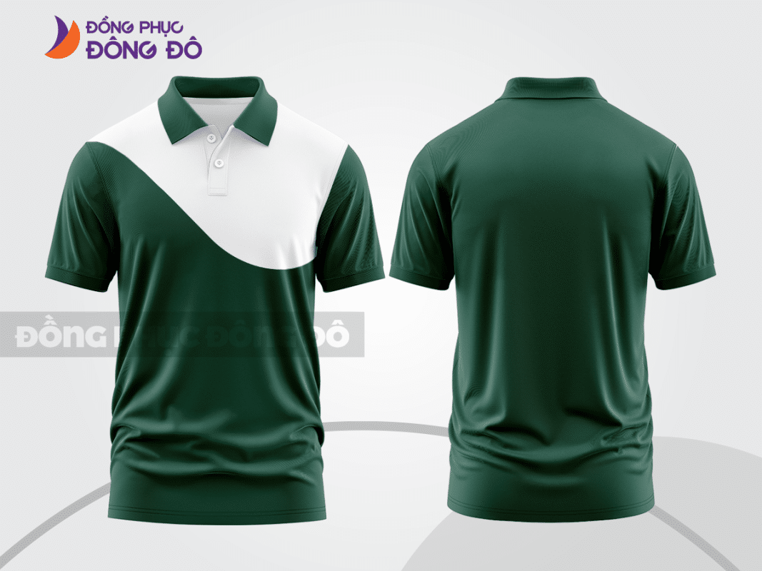 Áo polo basic đồng phục công ty màu xanh két phối trắng CTPB858