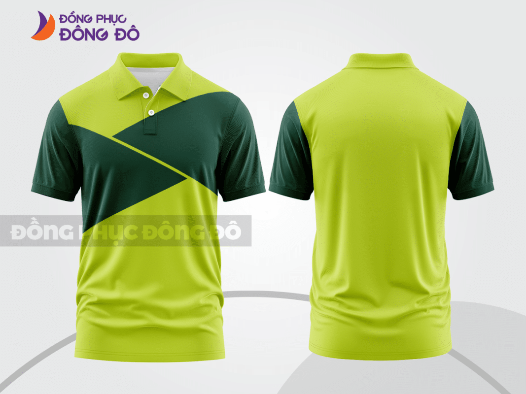 Áo polo đồng phục doanh nghiệp màu xanh nõn chuối phối xanh rêu ctpb893