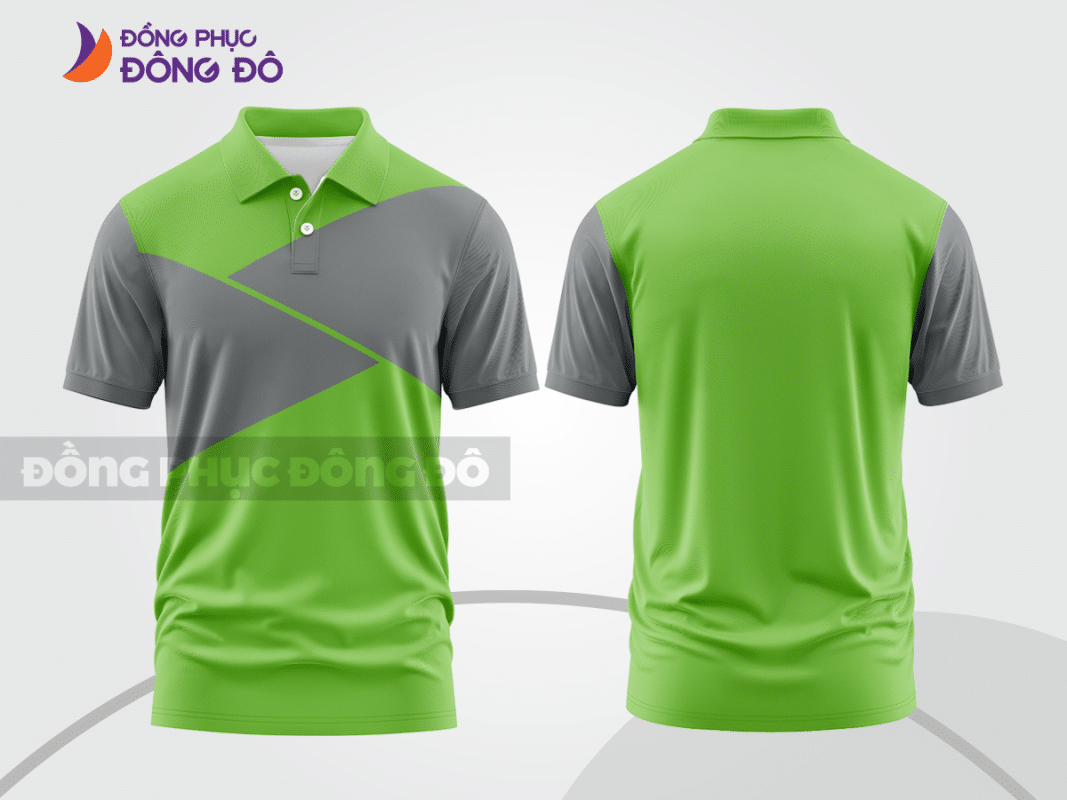 Áo polo đồng phục doanh nghiệp xanh lá mạ phối xám CTPB894