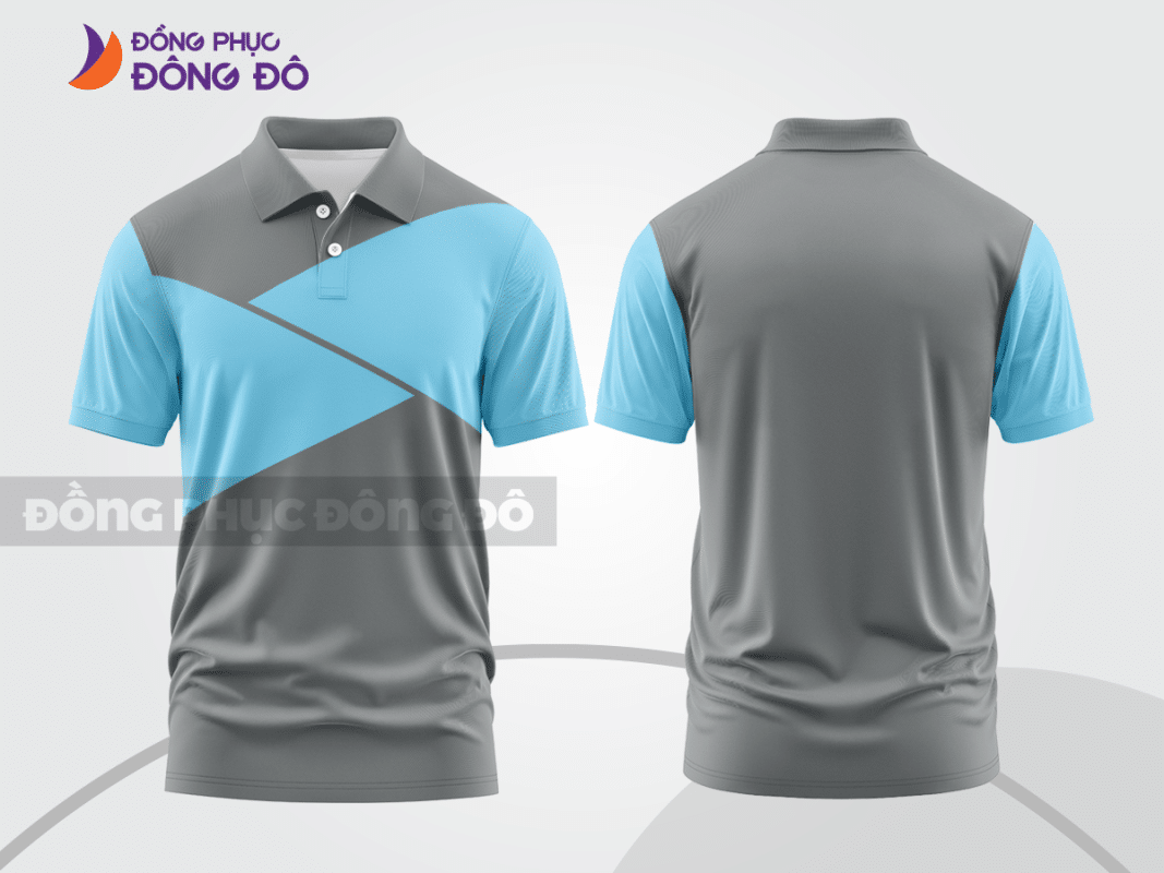 Áo polo đồng phục doanh nghiệp ghi xám phối xanh ctpb904