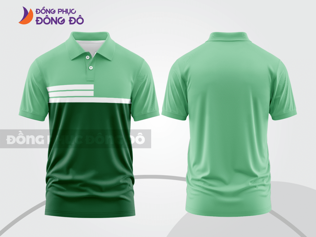 Áo polo basic đồng phục công ty màu xanh ngọc phối xanh đậm ctpb95