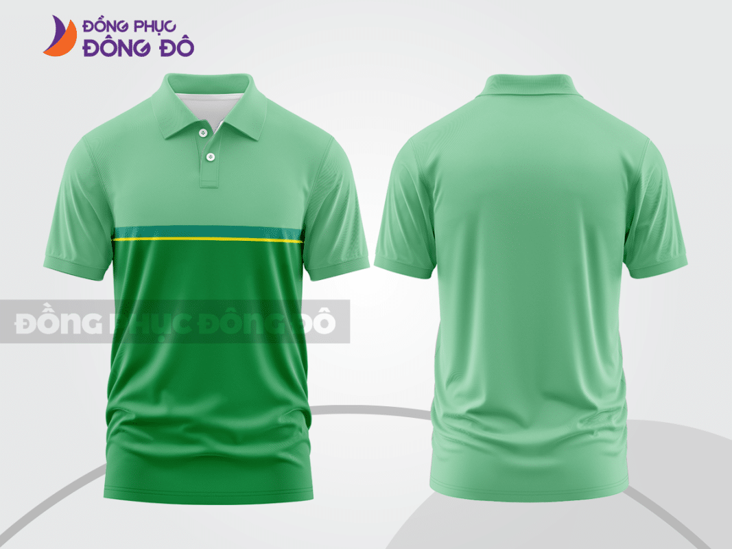 Áo polo đồng phục công ty màu xanh ngọc phối xanh đậm ctpb98