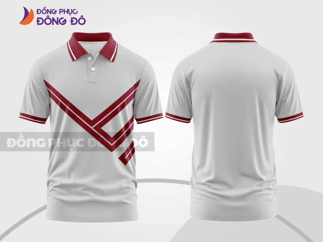 Áo polo đồng phục ghi xám phối đỏ đô ctpb994