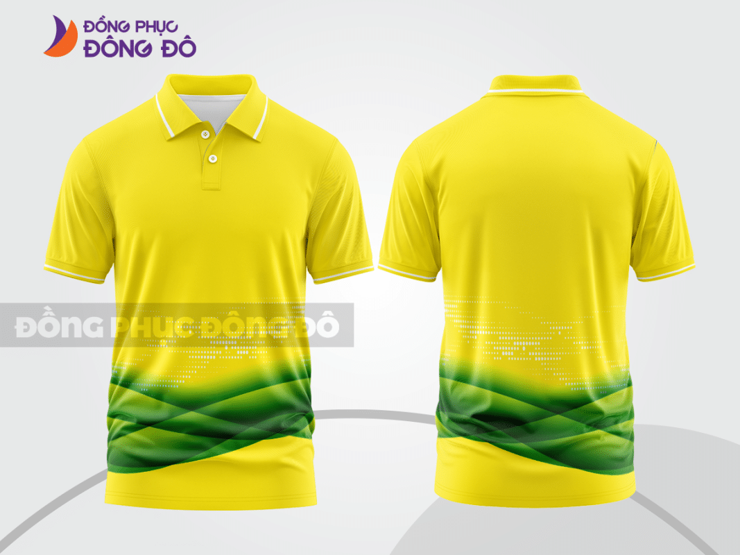 Áo polo 3D đồng phục công ty màu vàng phối xanh CTPD3011