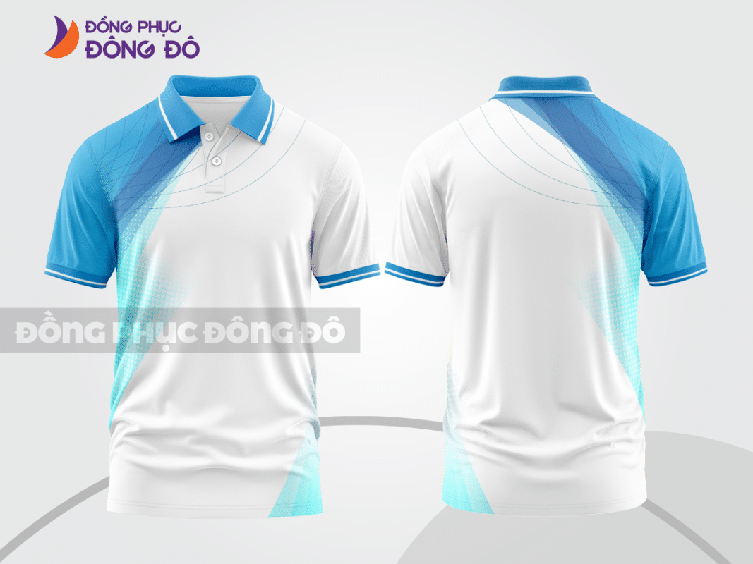 Áo polo 3D đồng phục công ty màu xanh da trời CTPD4000