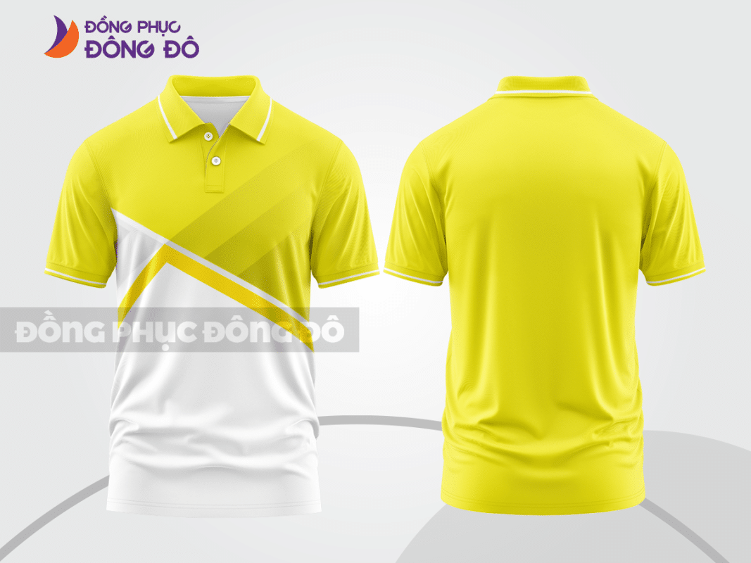 Áo polo 3D đồng phục công ty màu vàng phối trắng CTPD4020