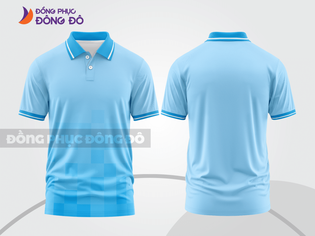 Áo polo 3D đồng phục công ty màu xanh da trời CTPD4032