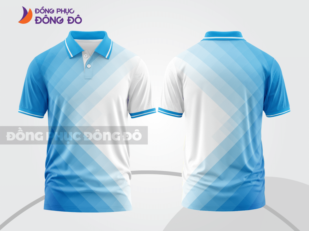 Áo polo 3D đồng phục công ty xanh da trời CTPD4035