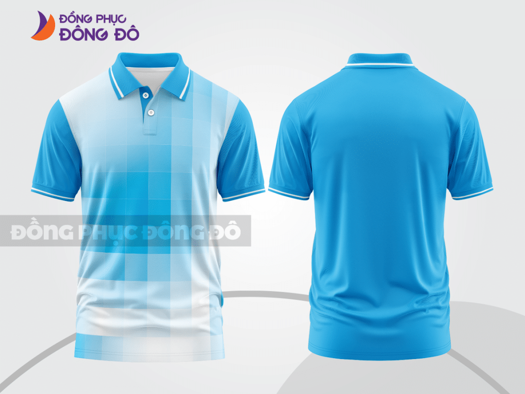 Áo polo 3D đồng phục công ty màu xanh da trời CTPD4039