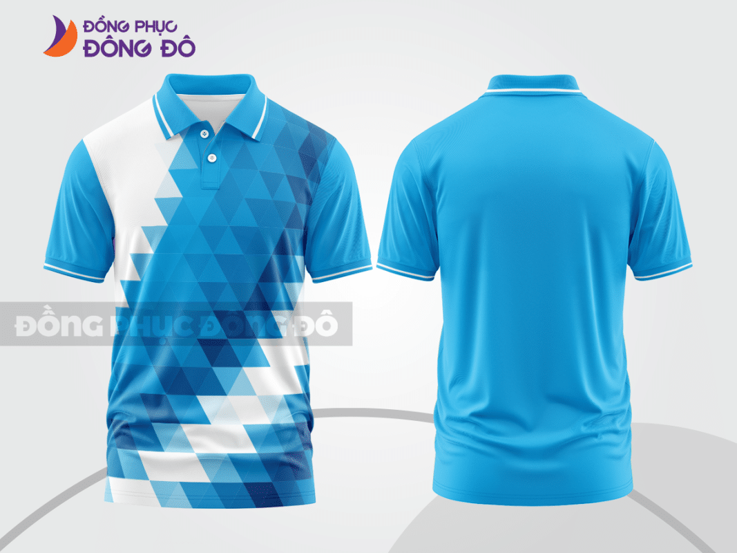 Áo polo 3D đồng phục công ty màu xanh da trời CTPD4045