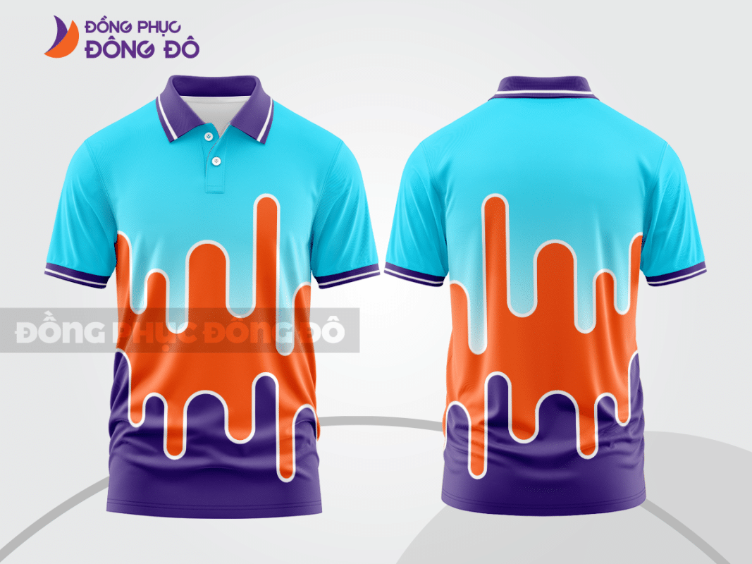 Áo polo 3D đồng phục công ty màu cam phối xanh ctpd4059