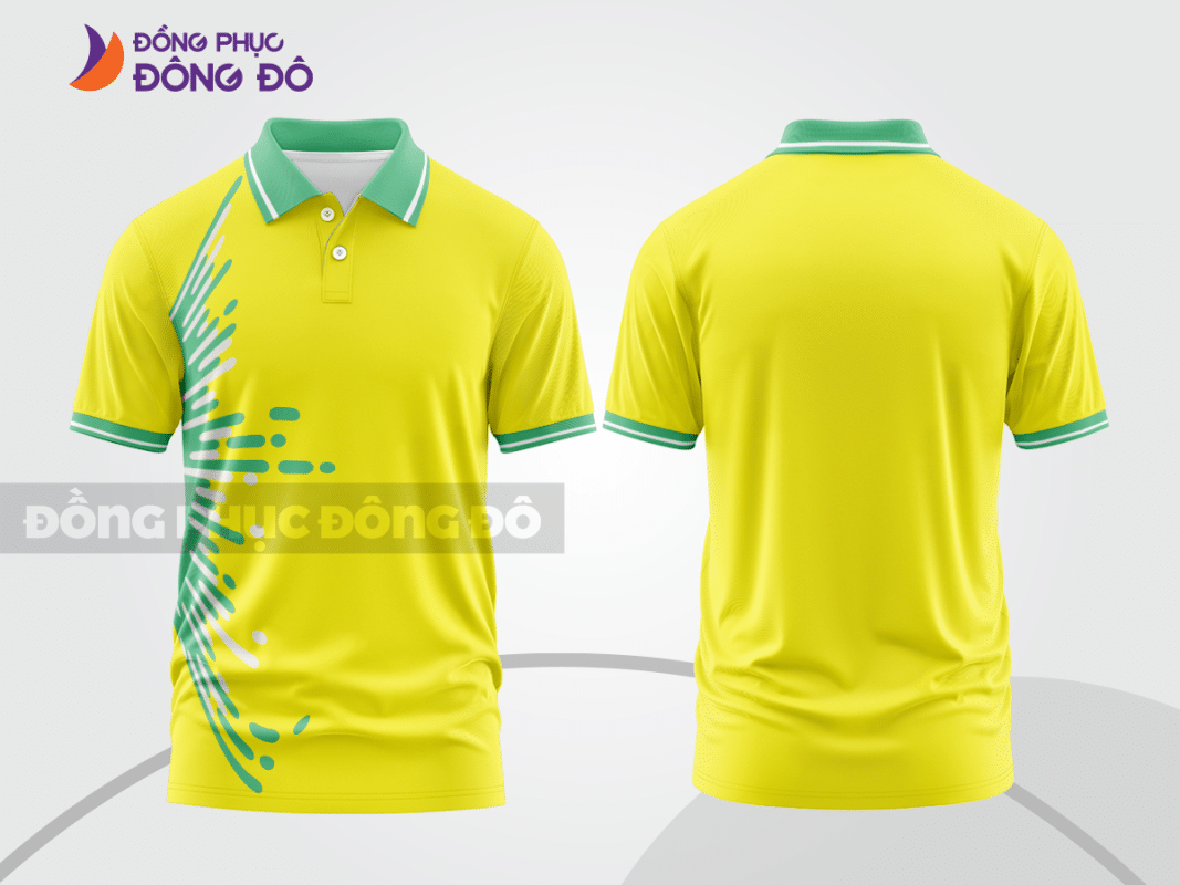 Áo polo 3D đồng phục công ty màu vàng phối xanh CTPD4061