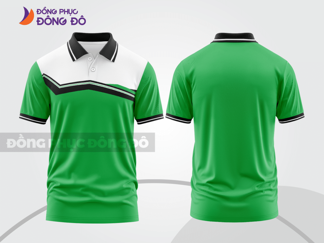 Áo polo 3D đồng phục công ty màu xanh lá CTPD4081