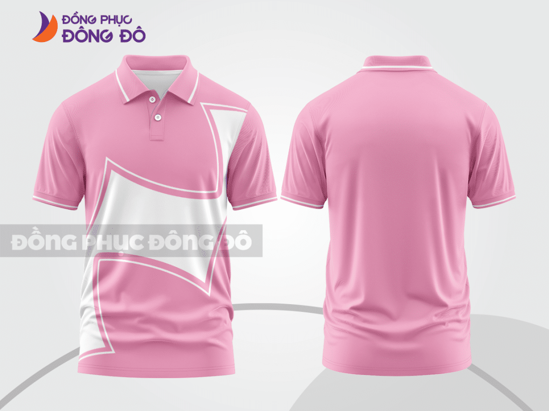 Áo polo 3D đồng phục công ty màu hồng phấn CTPD4092