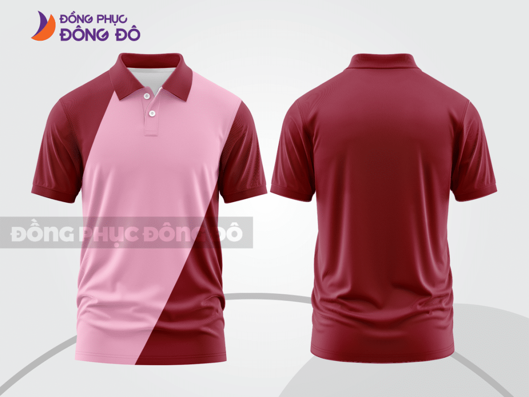 Áo polo đồng phục doanh nghiệp màu đỏ đô phối hồng CTPB1161