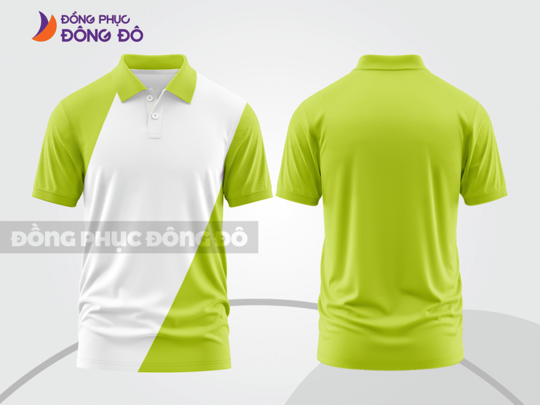 Áo polo đồng phục doanh nghiệp xanh nõn chuối phối trắng ctpb1173